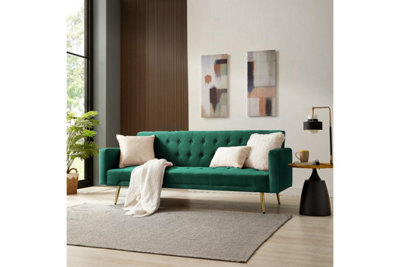 Home Detail Windsor Sofa BedGreen Velvet Gold Legs from B&Q