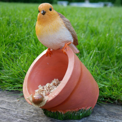 Robin Sitting On Pot Bird Feeder from B&Q