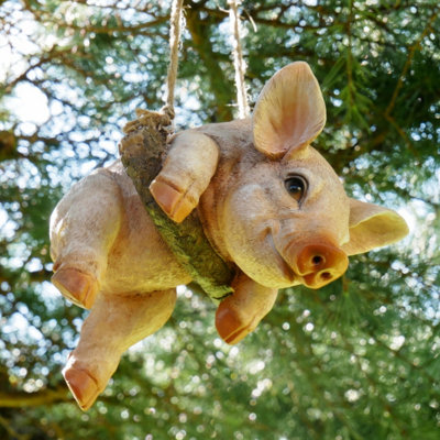 Hanging Pig Outdoor Garden Ornament from B&Q