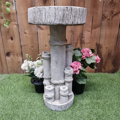  - Bamboo Design Stone Cast Birdbath