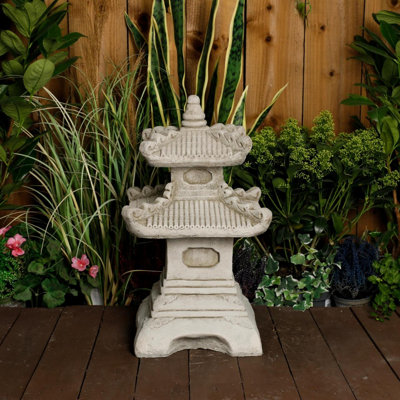 Oakley Two-Tiered Stonecast Kowloon Pagoda  Garden Ornament from B&Q