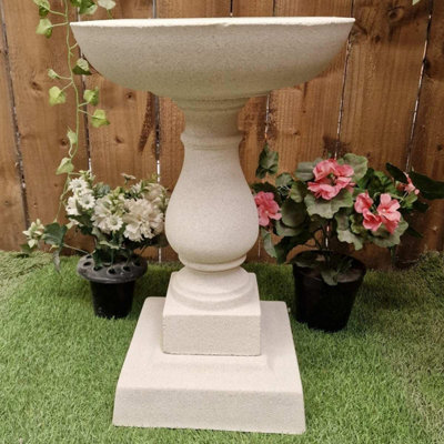 Short Minimalistic Sandstone Birdbath from B&Q