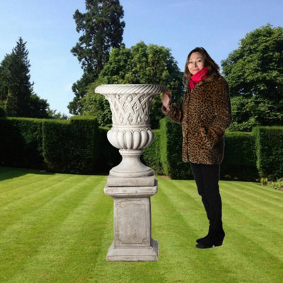  - Large Edwardian Design Vase On Giant Square Plinth
