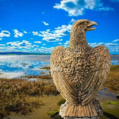 Giant Golden Eagle Stone Cast  Garden Statue from B&Q