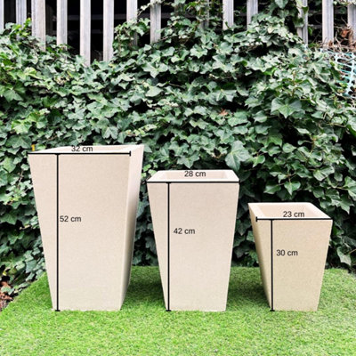 Medium Sandstone Classic Square Greek Style Planter Vase from B&Q