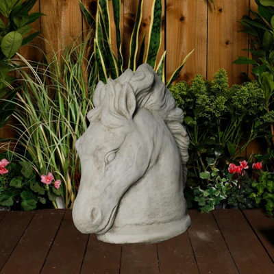 Oakley Large Stone Cast Stallion Horse Head Garden Statue from B&Q