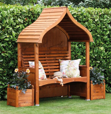 Oakley Wooden Garden Arbour "orchard" Stained In Beech Stain from B&Q