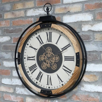 Oakleystone Northern Industrial Clock With Cogs Wall Mounted Home Decor from B&Q