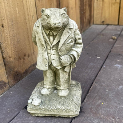 Sparta Stone Cast Mr. Badger Garden Sculpture Ornaments from B&Q