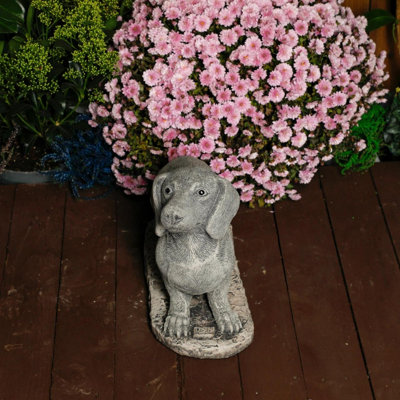 Adorable Stone Cast Dachshund Statue from B&Q