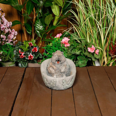 Oakley Adorable Stone Cast Bathing Hedgehog Garden Ornament from B&Q