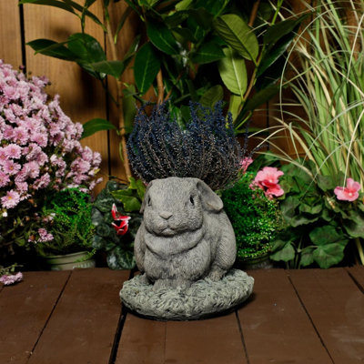 Charming Stone Cast Rabbit Planter For Flowers Or Herbs from B&Q