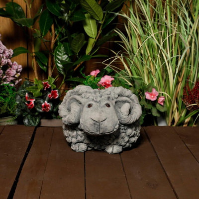 Whimsical Stone Cast Ram Planter For Garden Or Patio from B&Q