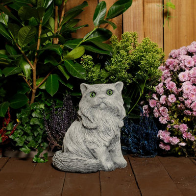 Stone Cast Upright Persian Cat Statues Garden Ornament from B&Q