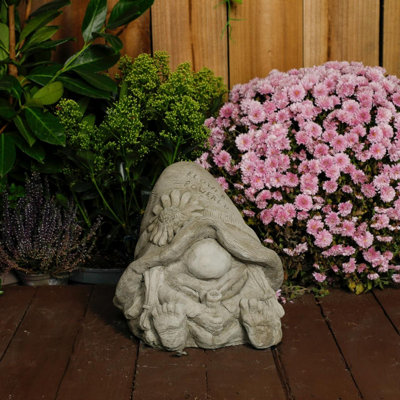 Stone Cast Flower Power Gnome Fairy Statue from B&Q