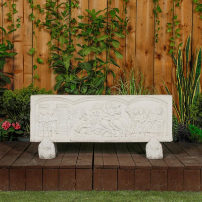B&Q White Stone Cast Normandy Trough With Legs Large B&Q