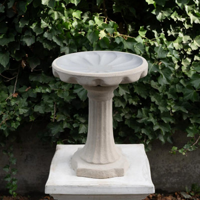 Floral Sandstone Bird Bath Garden Statue from B&Q