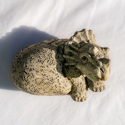 Small Stone Cast Triceratops Garden Sculpture Dinosaur Animal Statue from B&Q