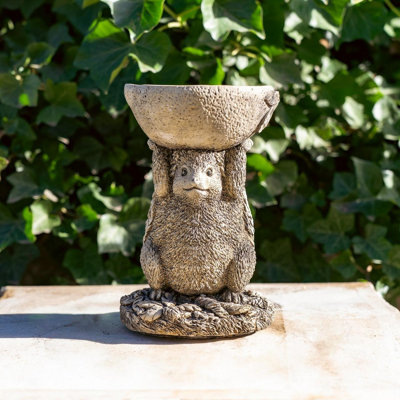 Oakleystone Northern Small Adorable Hedgehog Design Stonecast Bird Bath from B&Q