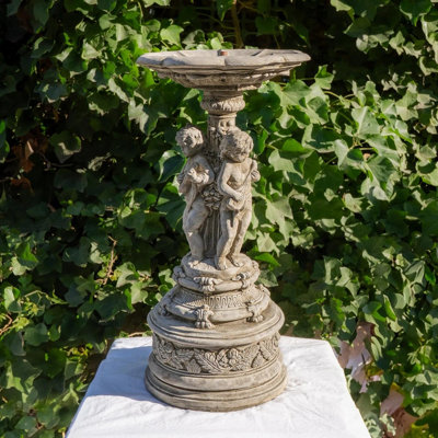 Oakley Stone Cast Musical Cherub Fountain Garden Sculpture from B&Q