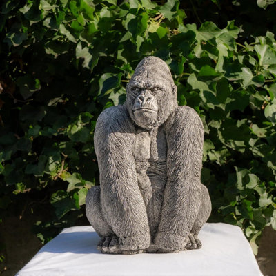 Oakleystone Northern Large Stone Cast Gorilla Sculpture Animal Statue from B&Q