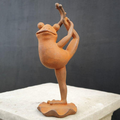 Spa Cast Iron Upright Dancing Pose Yoga Frog Garden Ornament Home Decor