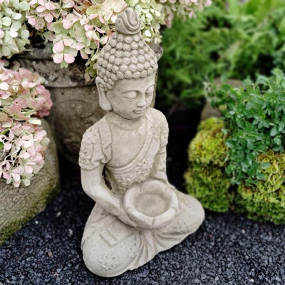 Oakleystone Northern Tealight Buddha Statue Garden Ornament from B&Q