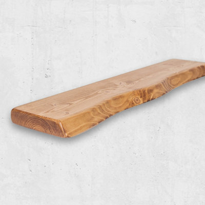 Chill House Ltd Live Edge Rustic Floating Shelf Made From Solid WoodIndustrial Chunky Old SlabWalnut 220 Cm from B&Q