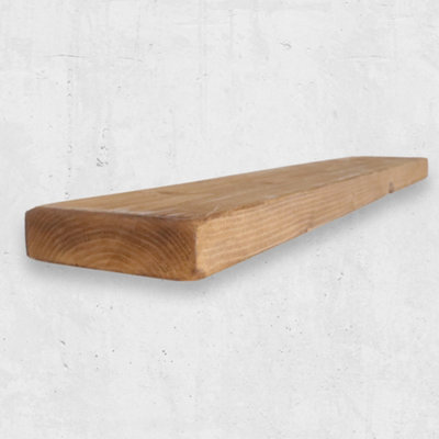 Chill House Ltd Rustic Chunky Floating Shelf Handmade From Solid Wood 6X2 Reclaimed ScaffoldAntique Pine 250 Cm from B&Q