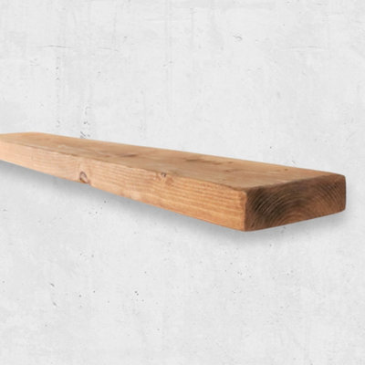 Chill House Ltd Rustic Chunky Floating Shelf Handmade From Solid Wood 6X1.5 Reclaimed ScaffoldAntique Pine 170 Cm from B&Q