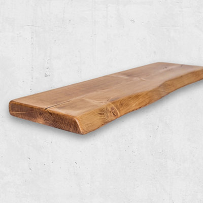 Chill House Ltd Live Edge Rustic Floating Shelf Made From Solid WoodIndustrial Chunky OldAntique Pine 150 Cm from B&Q
