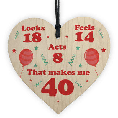 Red Ocean Funny Gift For 40Th Birthday Novelty Wooden Heart Gift For Him Her Friendship Gift For Men Women from B&Q