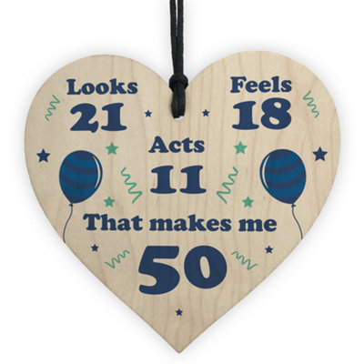 Red Ocean Novelty Gift For 50Th Birthday Funny Wooden Heart Gift For Him Her Friendship Gift For Men Women from B&Q