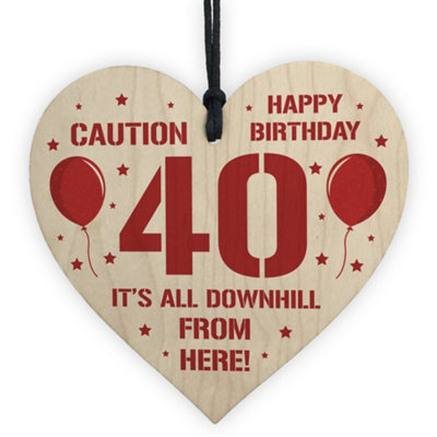 Red Ocean 40Th Birthday Novelty Funny Gift Wood Heart Gift For Him Her Friendship Gifts For Men Women from B&Q