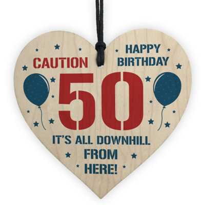 Red Ocean Funny 50Th Birthday Gifts Novelty Wood Heart Gift For Him Her Friendship Gifts For Men Women from B&Q