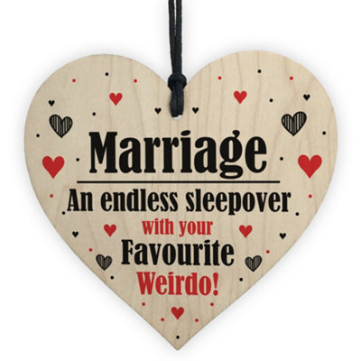 Red Ocean Marriage Endless Sleepover Funny Wood Heart Anniversary Gift For Him Her Men Women from B&Q