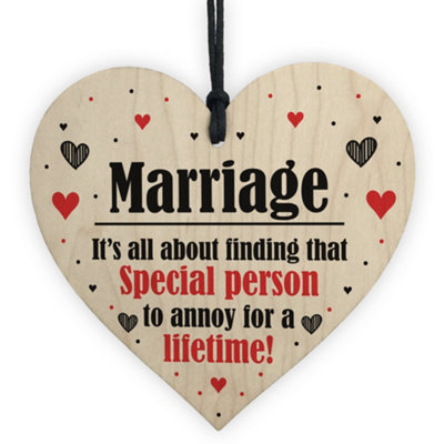 Red Ocean Marriage Special Person To Annoy For A Lifetime Funny Wood Heart Anniversary Gift from B&Q