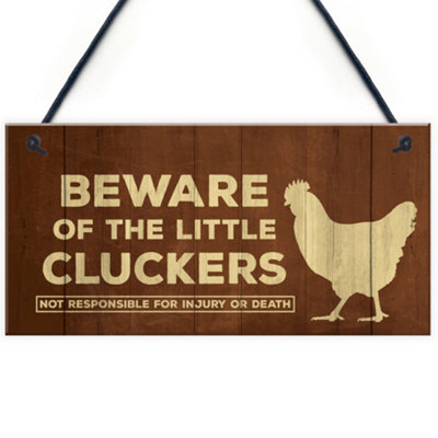Red Ocean Beware Of The Little Cluckers Funny Chicken Sign Coop Hen House Sign Family Gift from B&Q