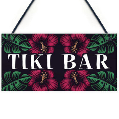 Red Ocean Tiki Bar Hanging Welcome Home Bar Signs Novelty Garden Cocktail Bar Decor Gifts from B&Q