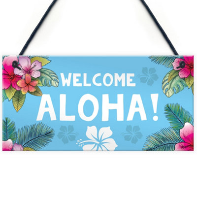 Red Ocean Home Cocktail Bar Welcome Sign For Your Home Garden Bar Tiki Decor Hanging Signs from B&Q