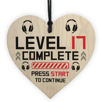 Red Ocean 17Th Birthday Gamer Gift Wooden Heart Novelty 17Th Birthday Gifts For Son Brother from B&Q