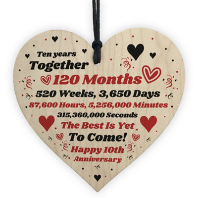 Red Ocean 10Th Anniversary Gift Husband Wife Wedding Ten Years Mr Mrs Gift Wood Heart from B&Q