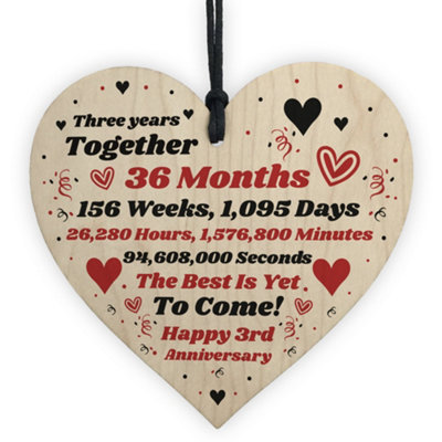 Red Ocean 3Rd Anniversary Gift Husband Wife Wedding Three Years Mr Mrs Gift Wood Heart from B&Q