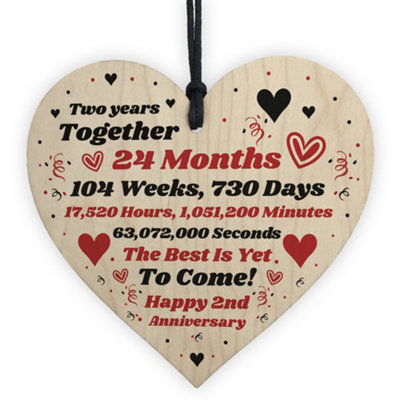Red Ocean 2Nd Anniversary Gift Husband Wife Wedding Two Years Mr Mrs Gift Wood Heart from B&Q