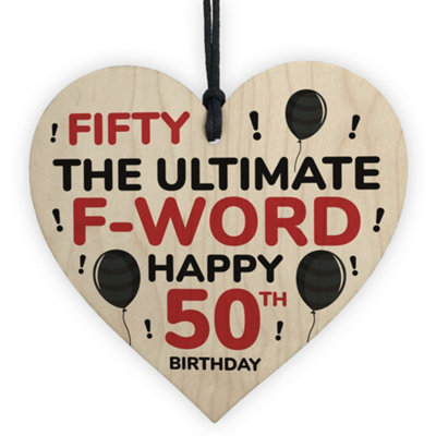 Red Ocean 50Th Birthday Funny Wooden Heart Gifts For Friend Novelty Birthday Gift For Him Her from B&Q