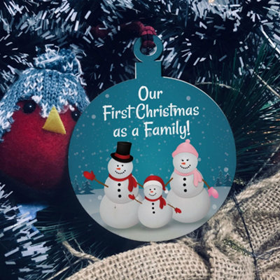 Red Ocean 1St Christmas Bauble As A Family Wood Hanging Babys 1St Xmas from B&Q