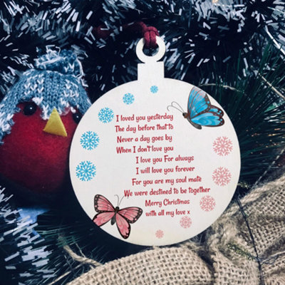 Red Ocean Christmas Gift For Boyfriend Girlfriend Husband Wife Hanging Bauble Love Poem from B&Q