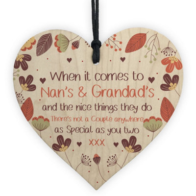 Red Ocean Nan And Grandad Gift For Birthday Christmas Wooden Heart Grandchildren Gift from B&Q