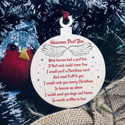 Red Ocean Wooden Memorial Bauble Poem Wooden Hanging Tree Decoration Family Gift from B&Q
