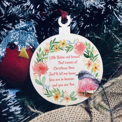 Red Ocean Robin Red Breast Memorial Bauble Hanging Tree Decoration Mum Dad Nan Memorial from B&Q